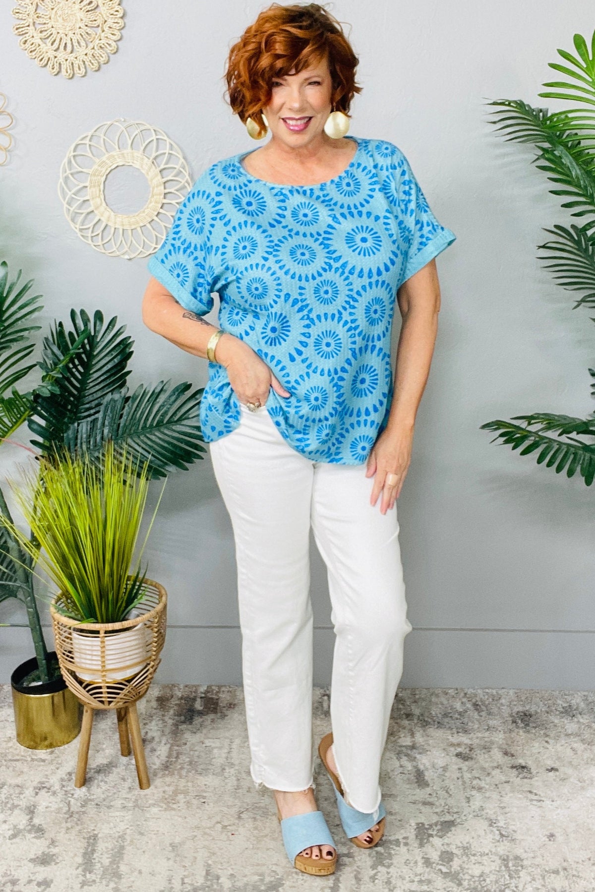 Only Blue Skies Medallion Printed Top - T11060BL