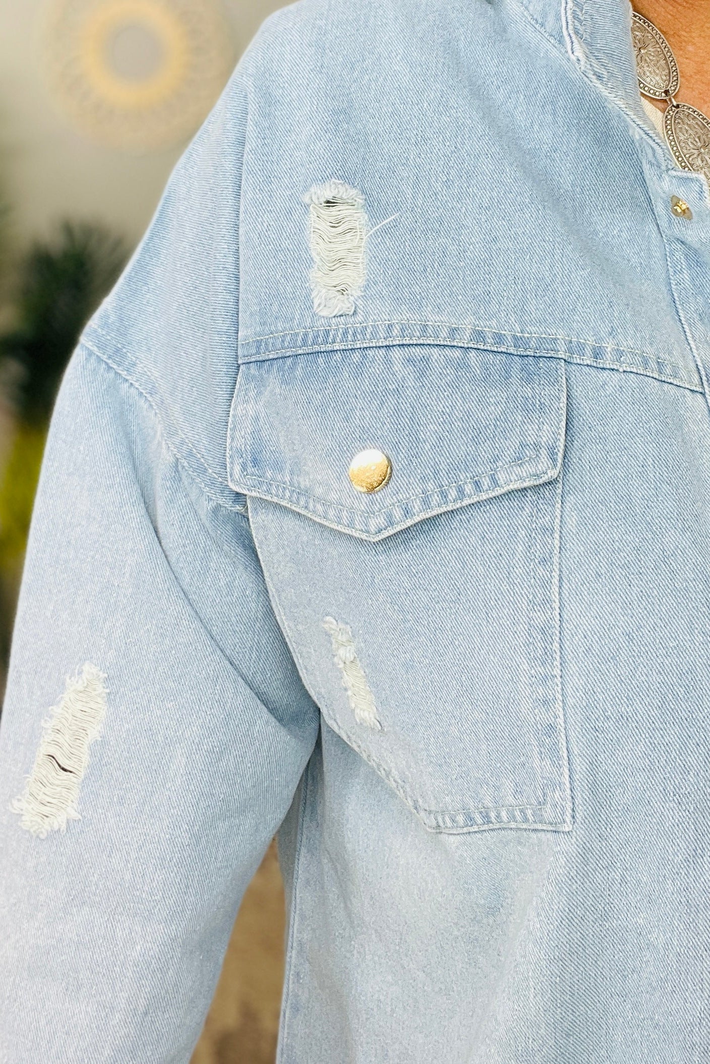 The Grand Plan Distressed Denim Jacket