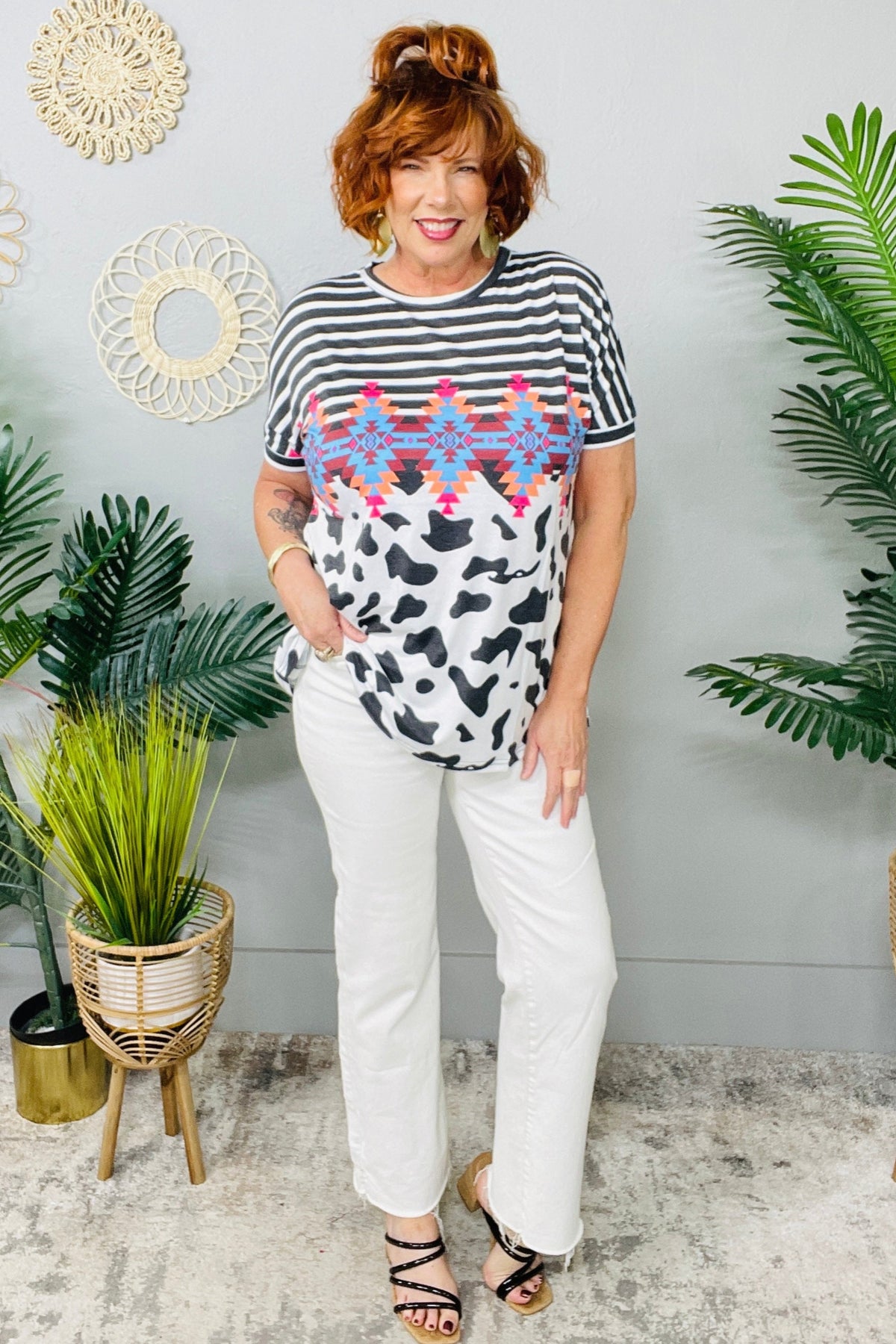 She's Like The Wind Black/Multi Color Top - T11076BK