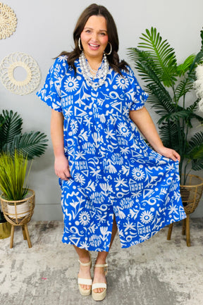 Soft Sonata V-Neck Dress in Blue - D5749BL