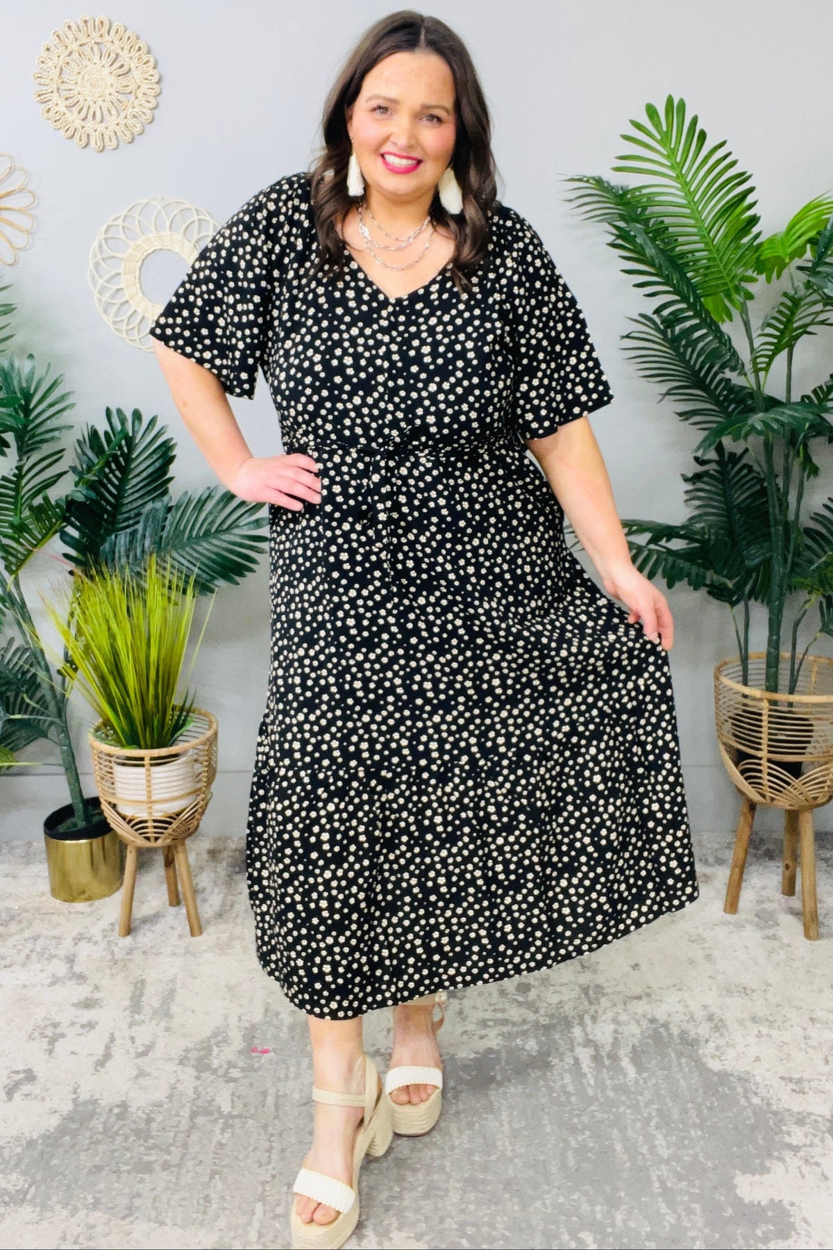 Olive Dress Daisy Blossoms