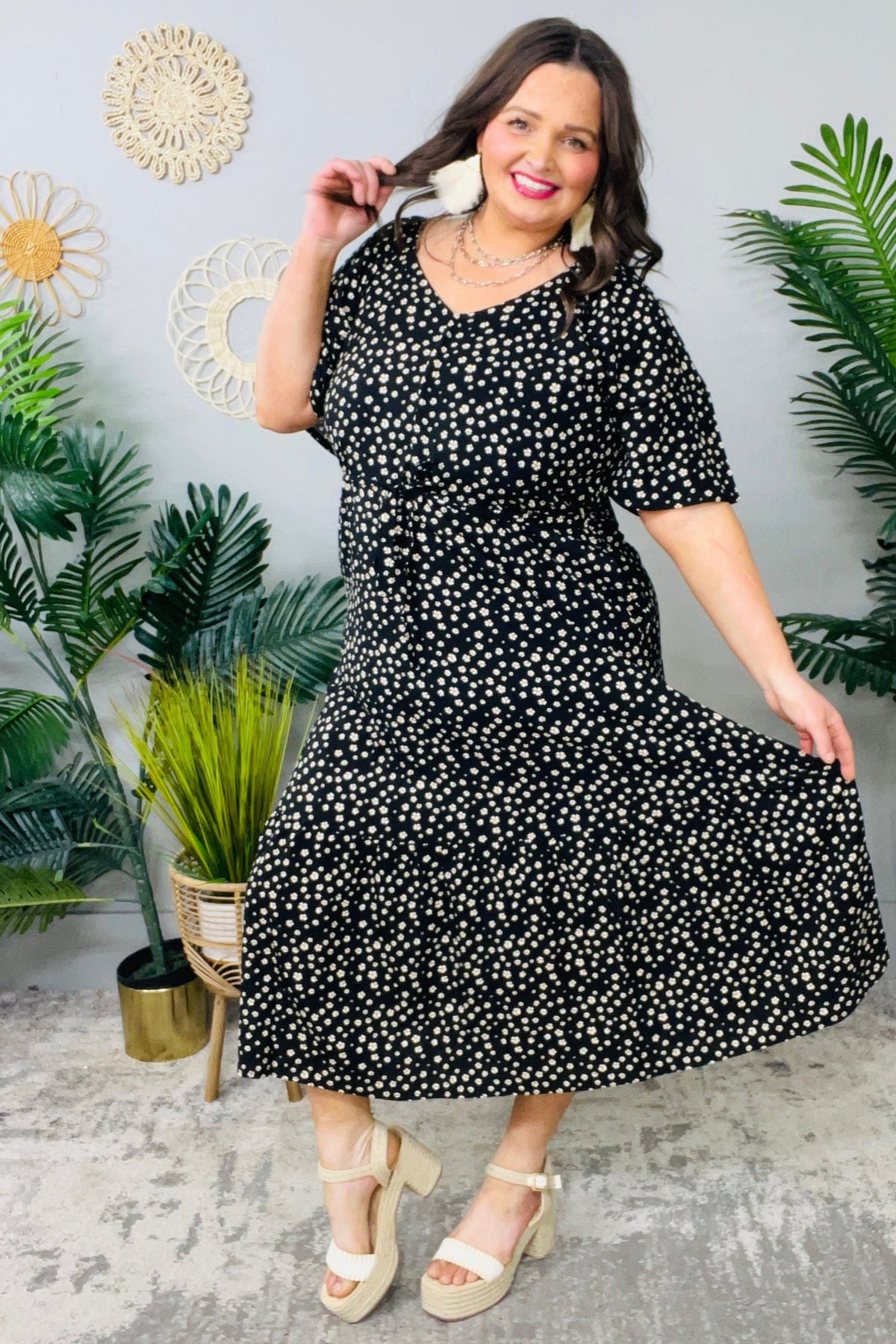 Olive Dress Daisy Blossoms