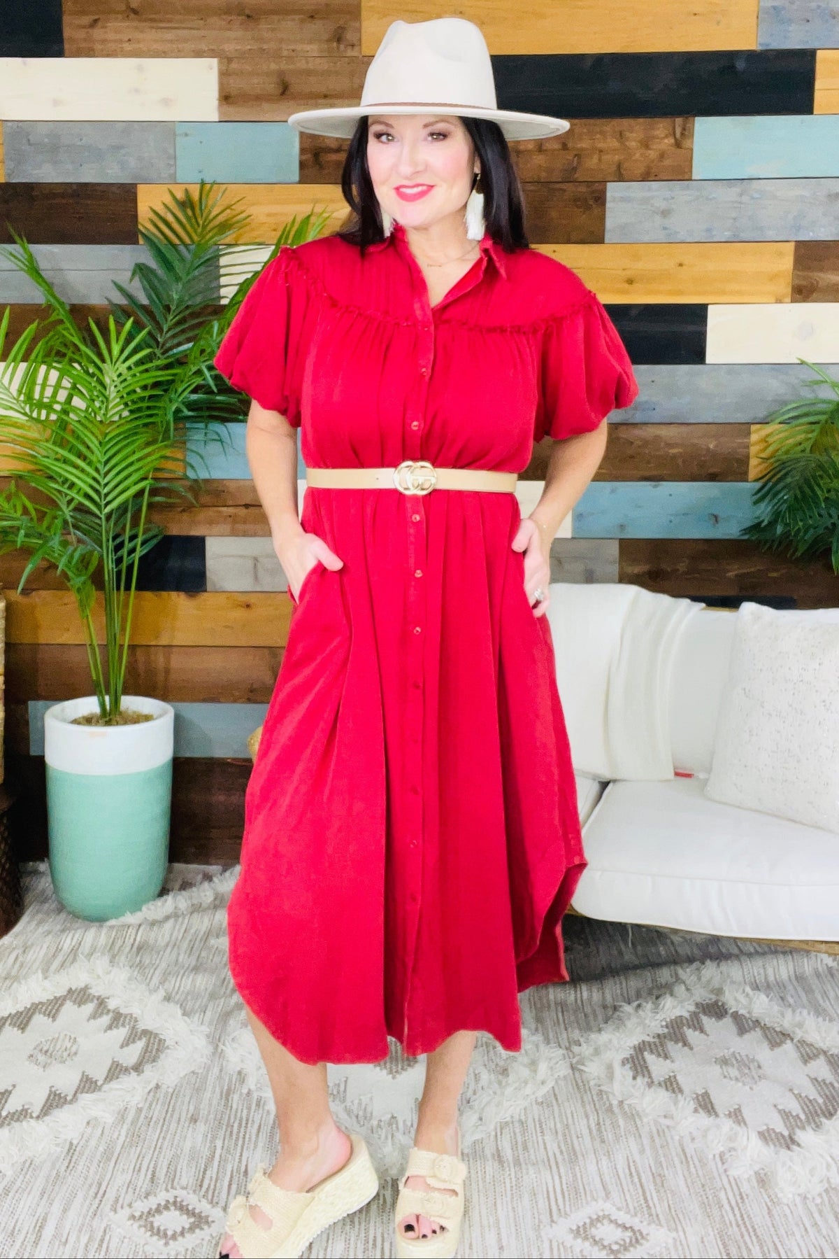 Dressed For Success Red Mineral Washed Dress - D5733RD
