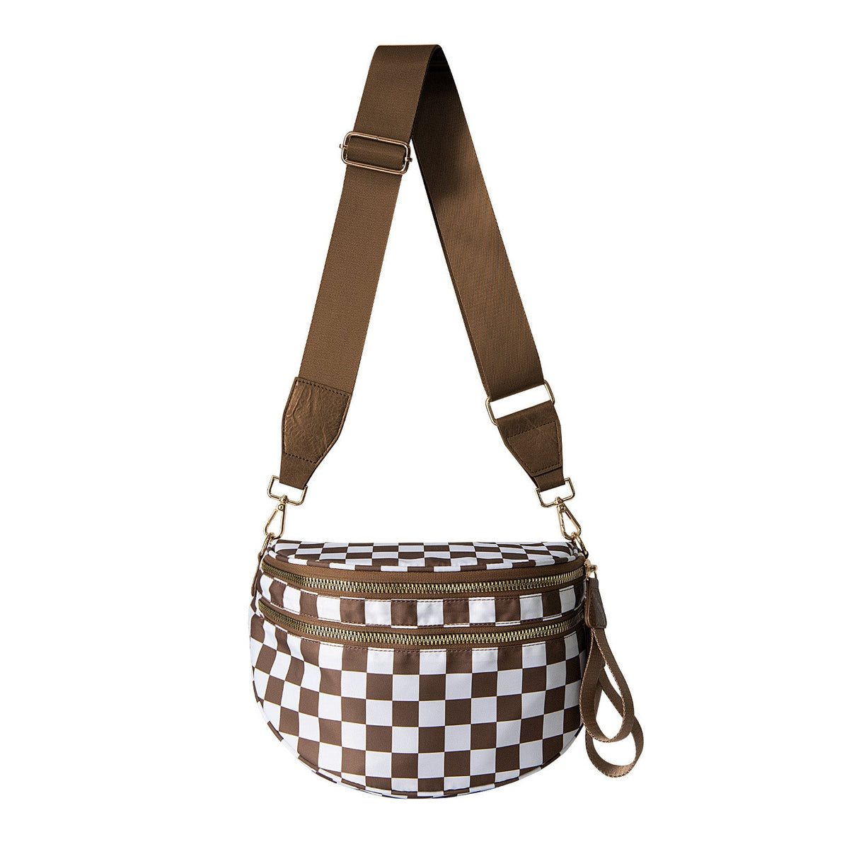 Frankie Oversize Double Zip Print Crescent Sling (5 Colors)