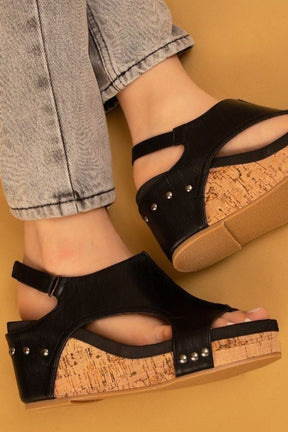 City Stroll Black Wedges - SHO2783BK