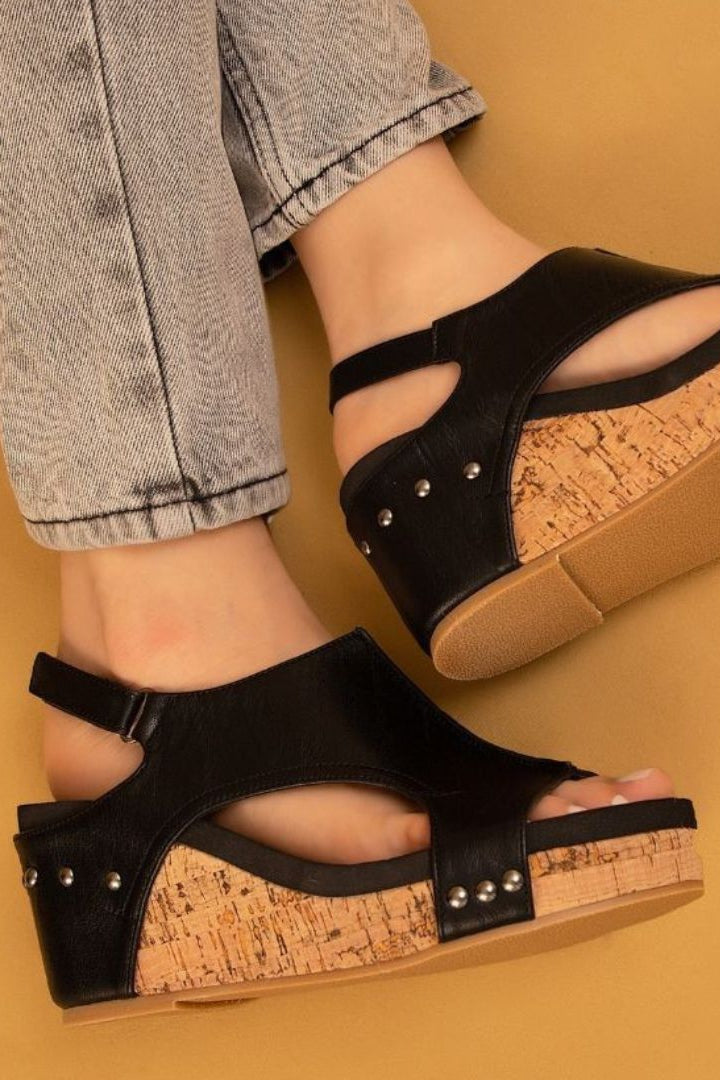City Stroll Black Wedges - SHO2783BK