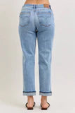 Elaine Mid Rise Boyfriend with Distress Cuff