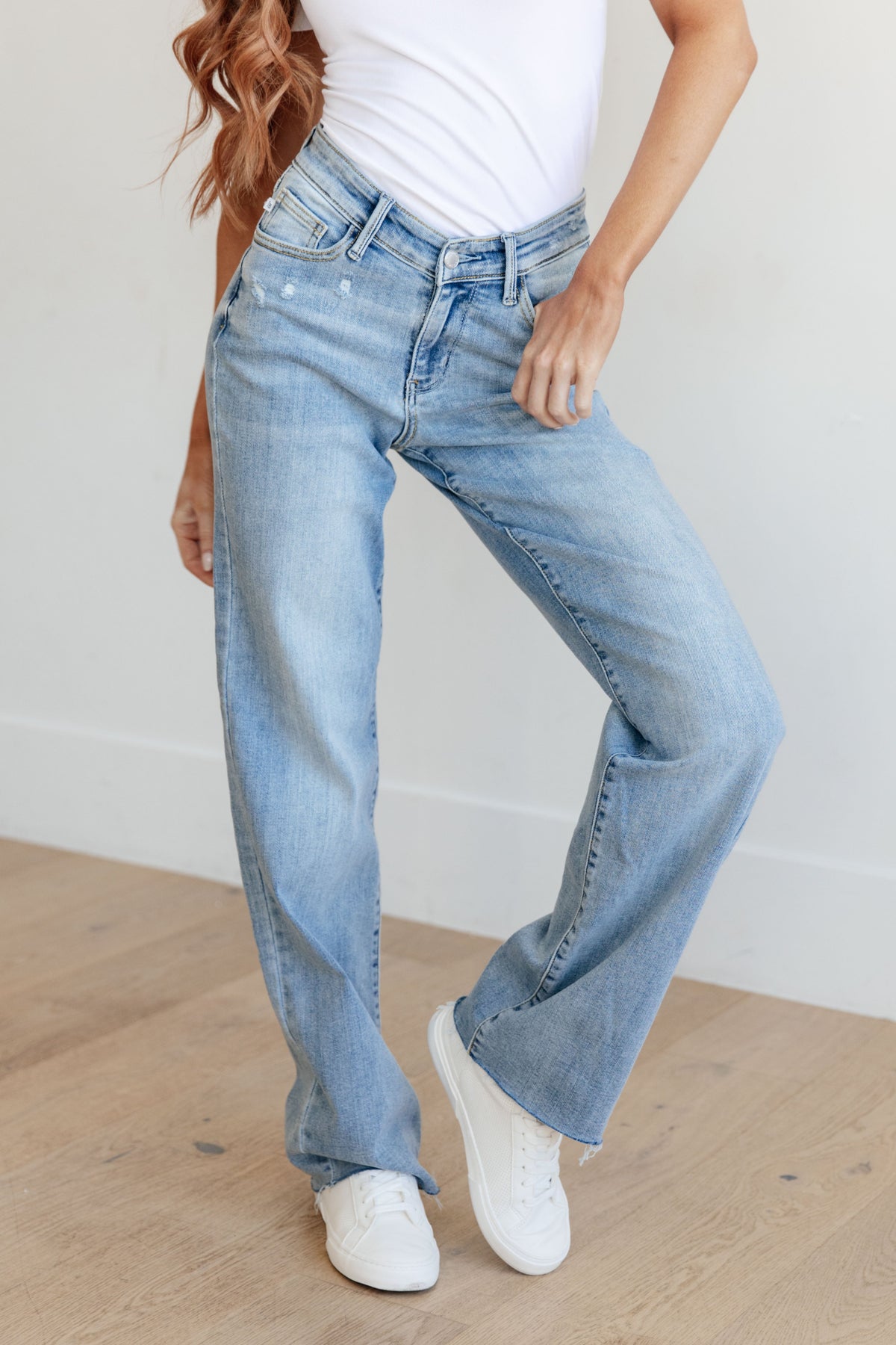 Mildred High Rise V Front Waistband Straight Jeans - K1345DN