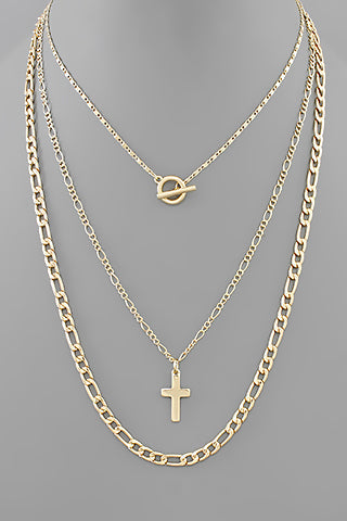 Gold Cross Multi Necklace - N045GO