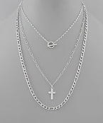 Silver Cross Multi Necklace - N044SI