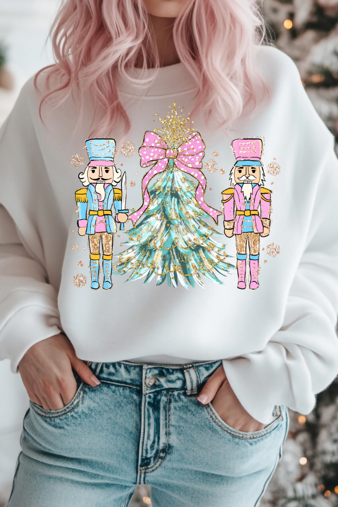 Nutcracker Wonderland in White Graphic Tee and Sweatshirt