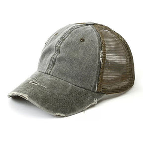 Distressed Messy Bun Hat Cap (8 Colors)