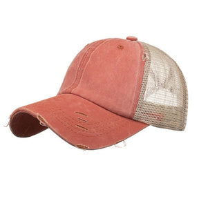 Distressed Messy Bun Hat Cap (8 Colors)