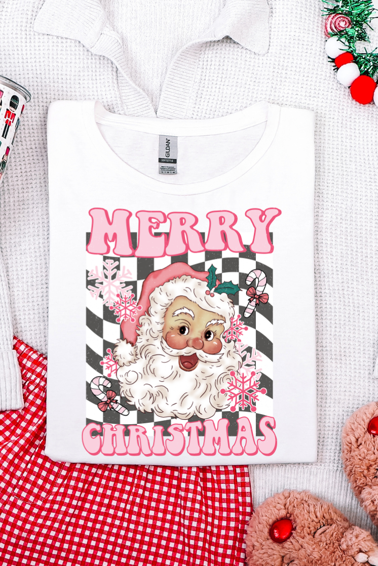 Retro Pink Santa Graphic Tee and Sweatshirt