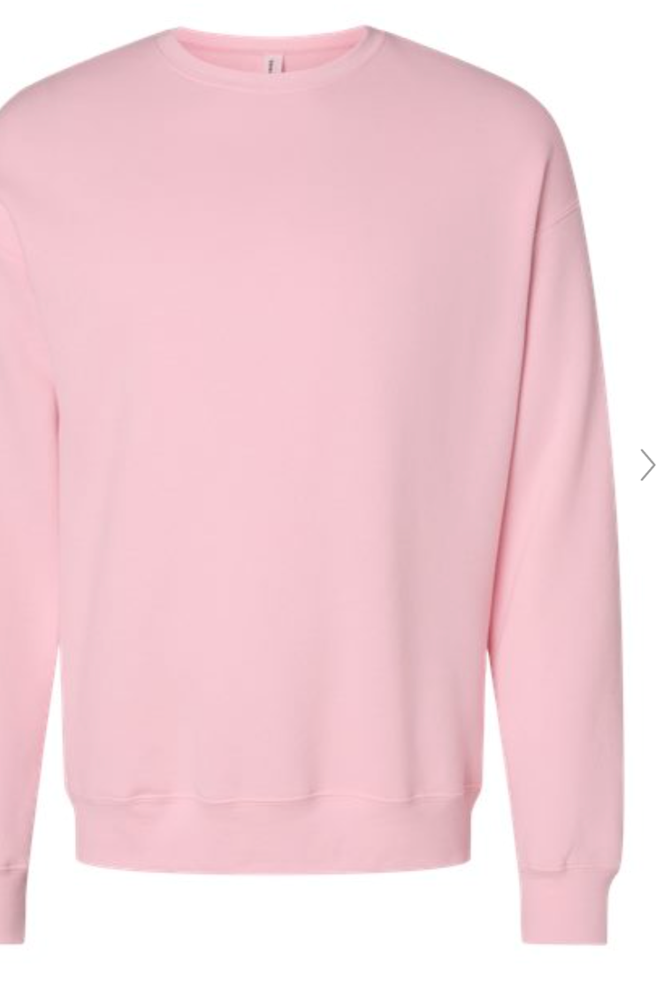3945 Unisex Pink Sponge Fleece Drop Shoulder Crewneck Sweatshirt