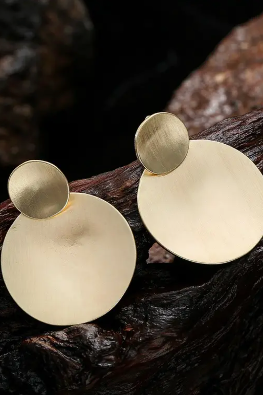 Gold Double Disk Clip-On Earrings - EAR4498GD