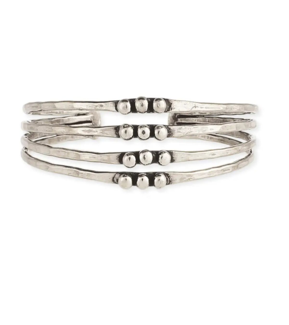 Silver Hammered Dotted Cuff Bracelet - B019SI