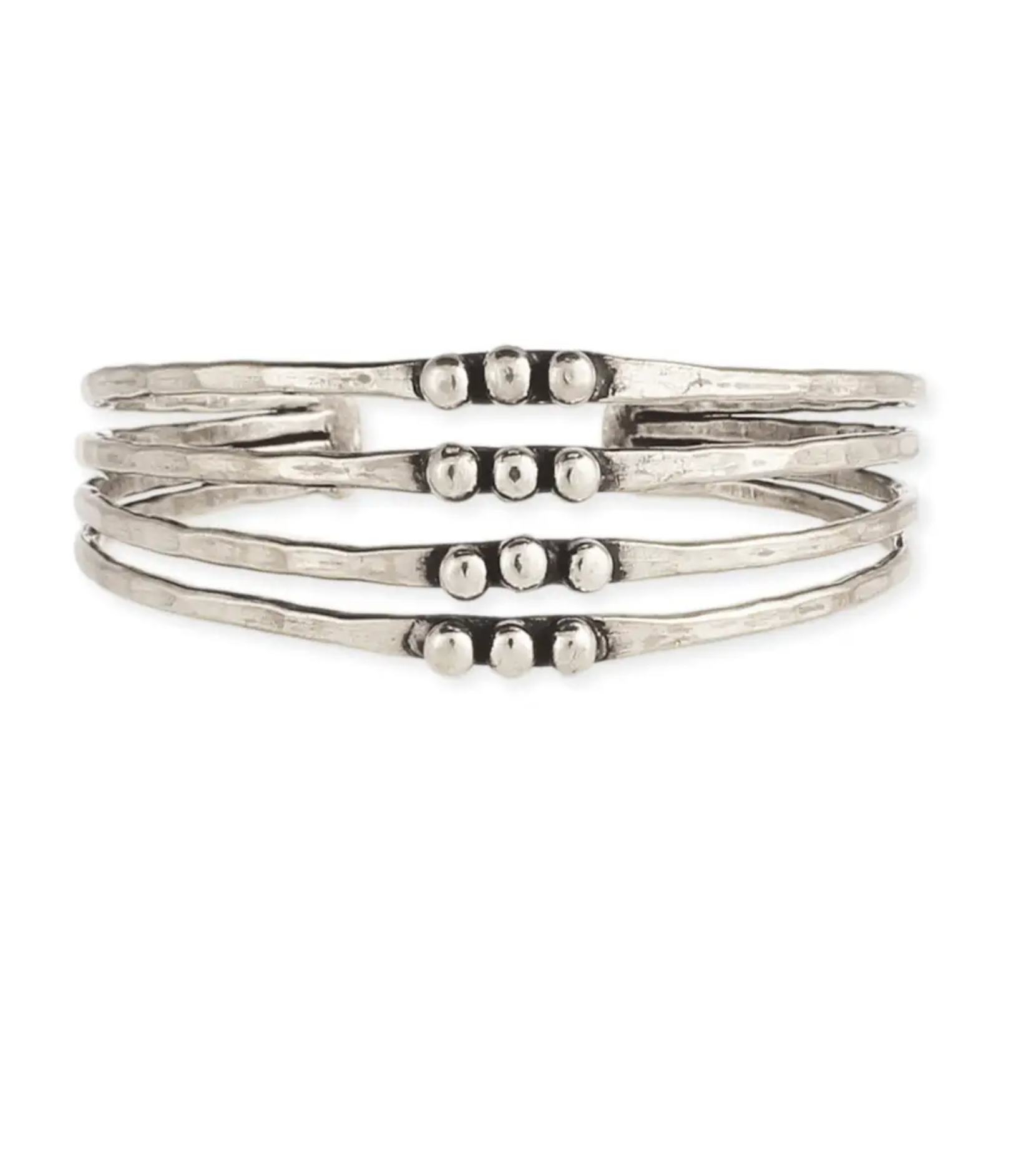Silver Hammered Dotted Cuff Bracelet - B019SI