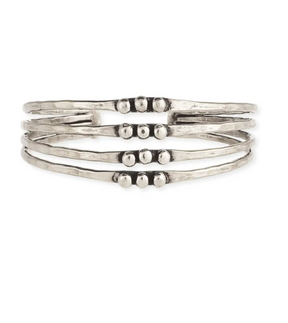 Silver Hammered Dotted Cuff Bracelet - B019SI