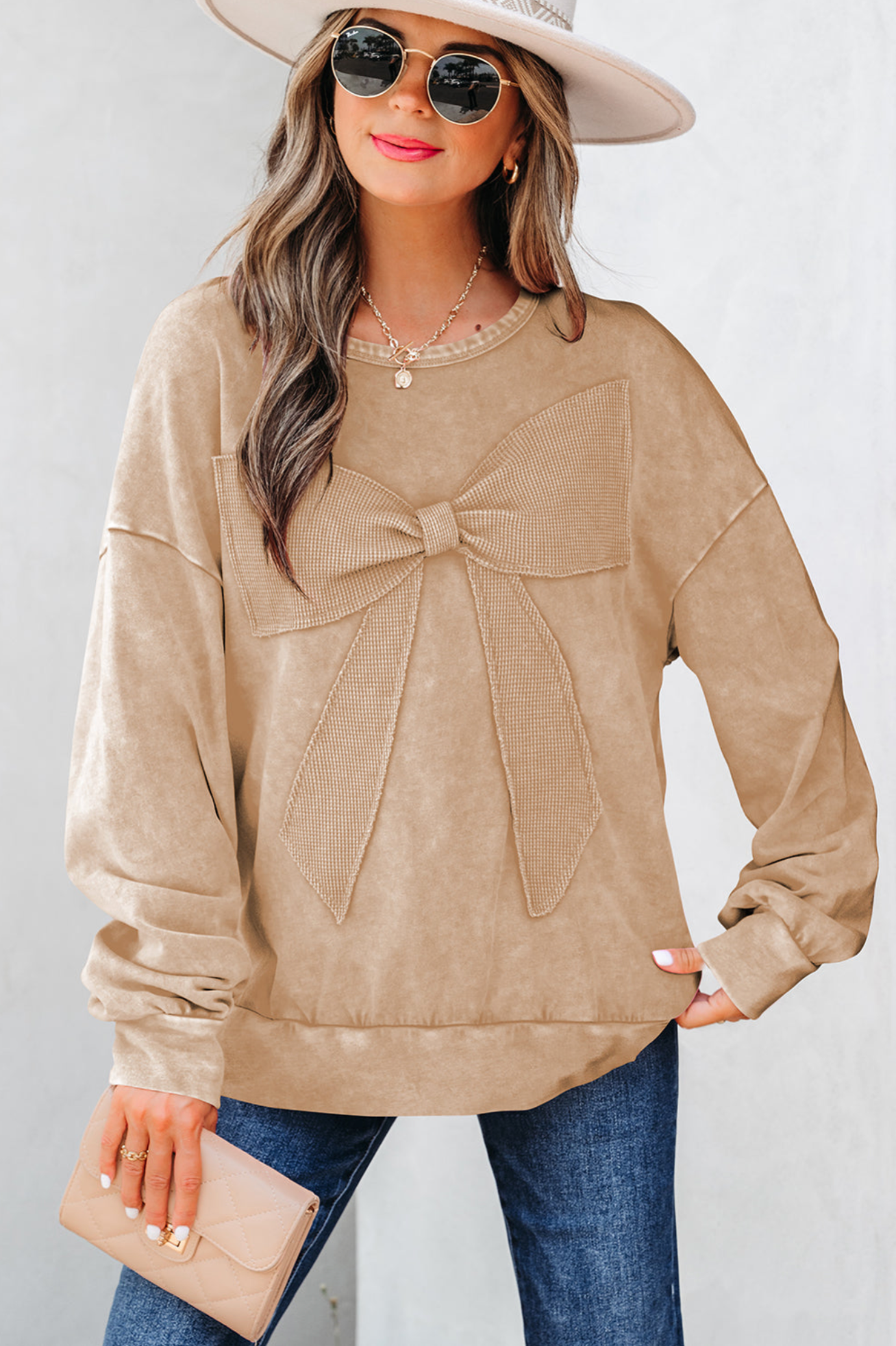 The Cozy Bow Mineral Wash Sweatshirt - S166BG
