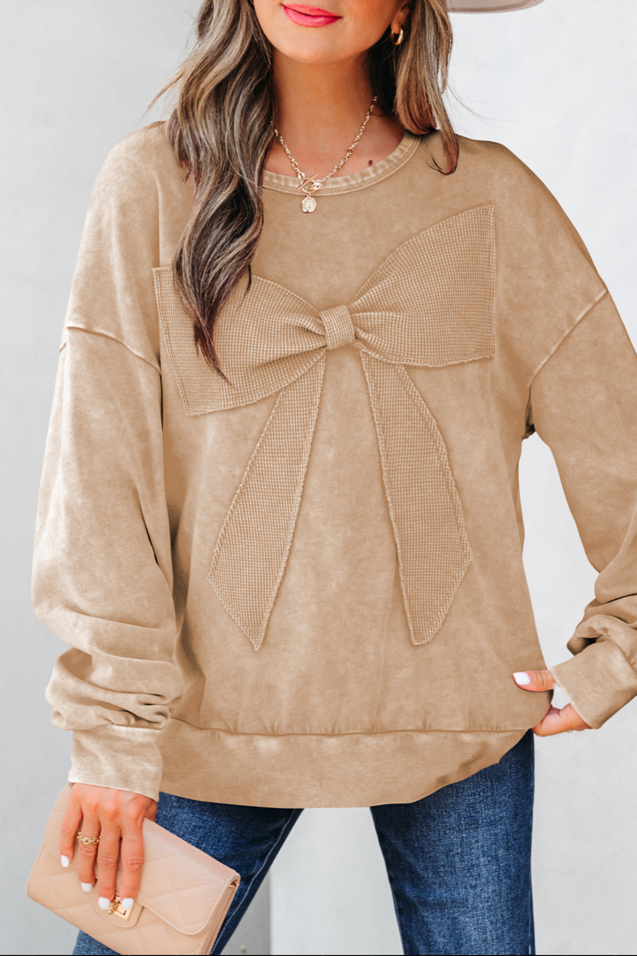 The Cozy Bow Mineral Wash Sweatshirt - S166BG