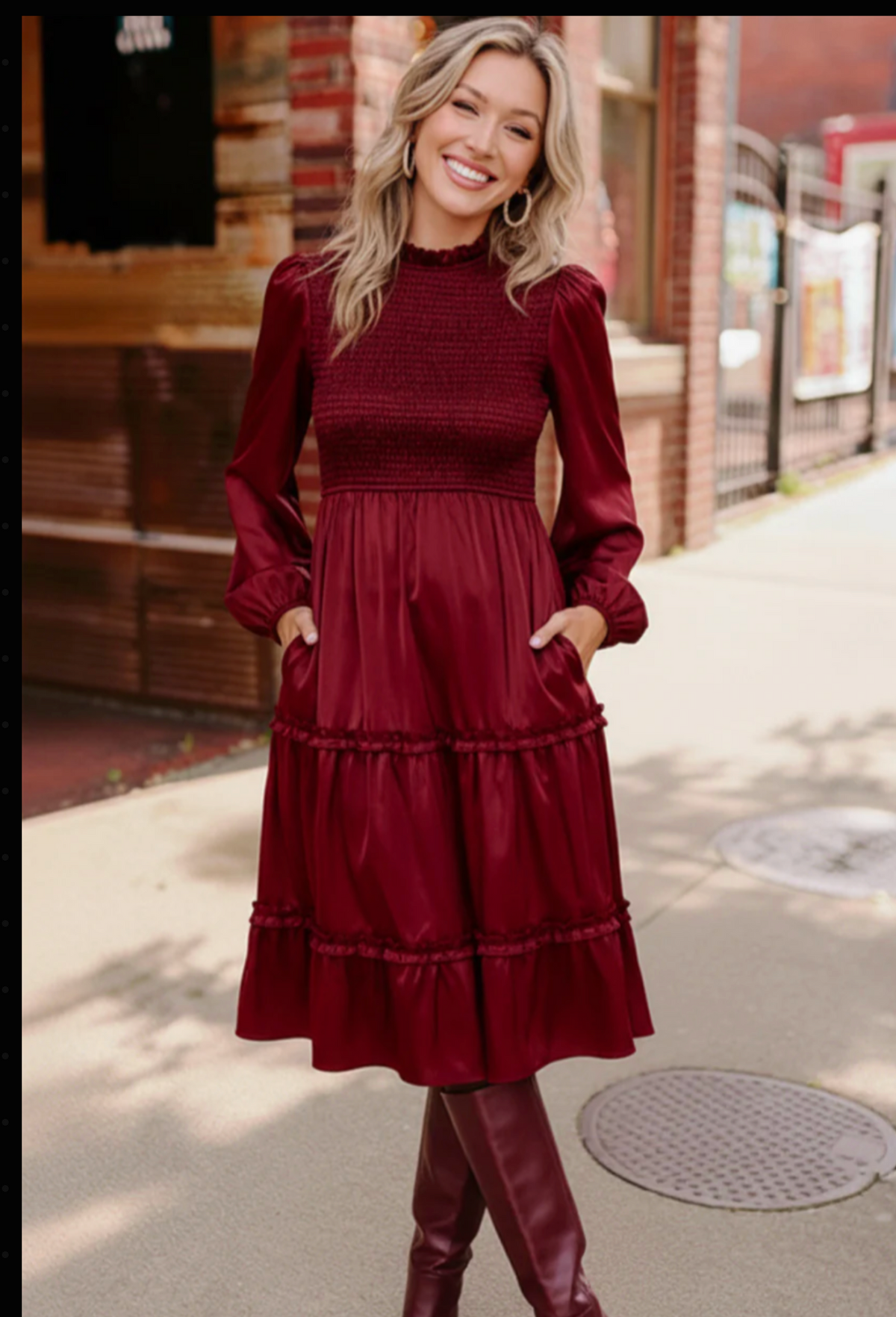Starlit Elegance Burgundy Tiered Dress - DR046BU