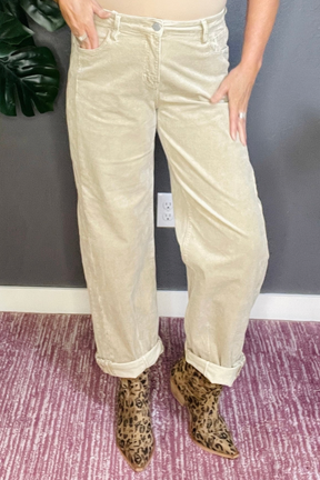 Mila High Rise Crop Barrel Corduroy Jean - J011TN