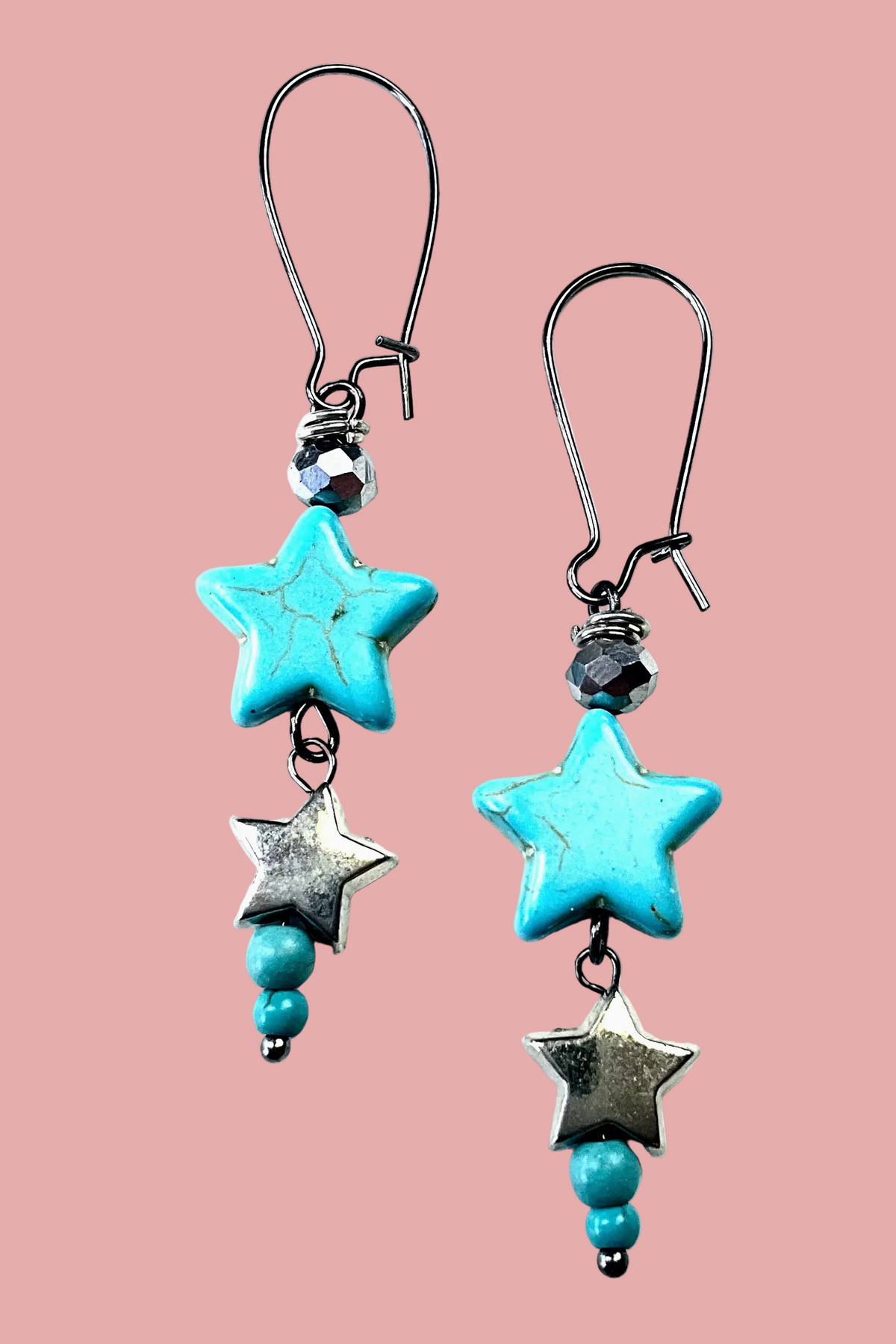 Turquoise Star Dangle Earrings - E045TU