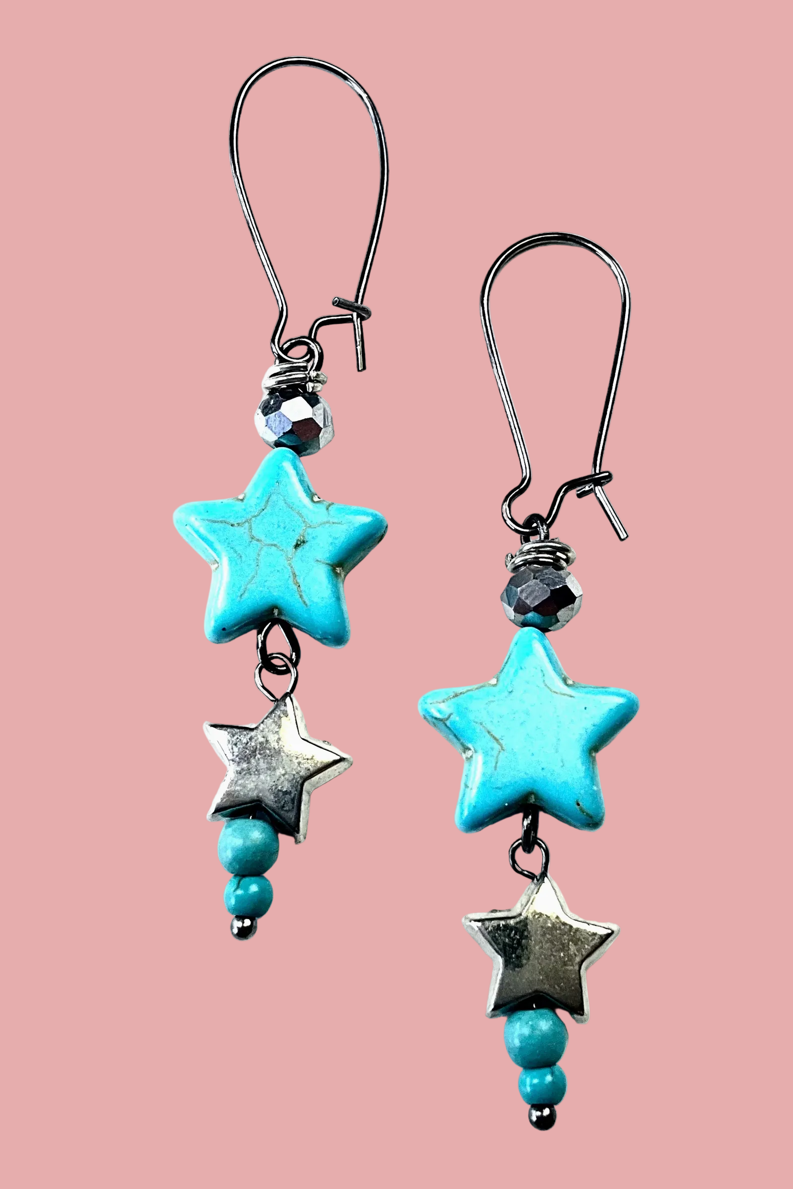 Turquoise Star Dangle Earrings - E045TU