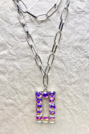 Boho Silver Crystal Statement Charm Necklace - N108CR