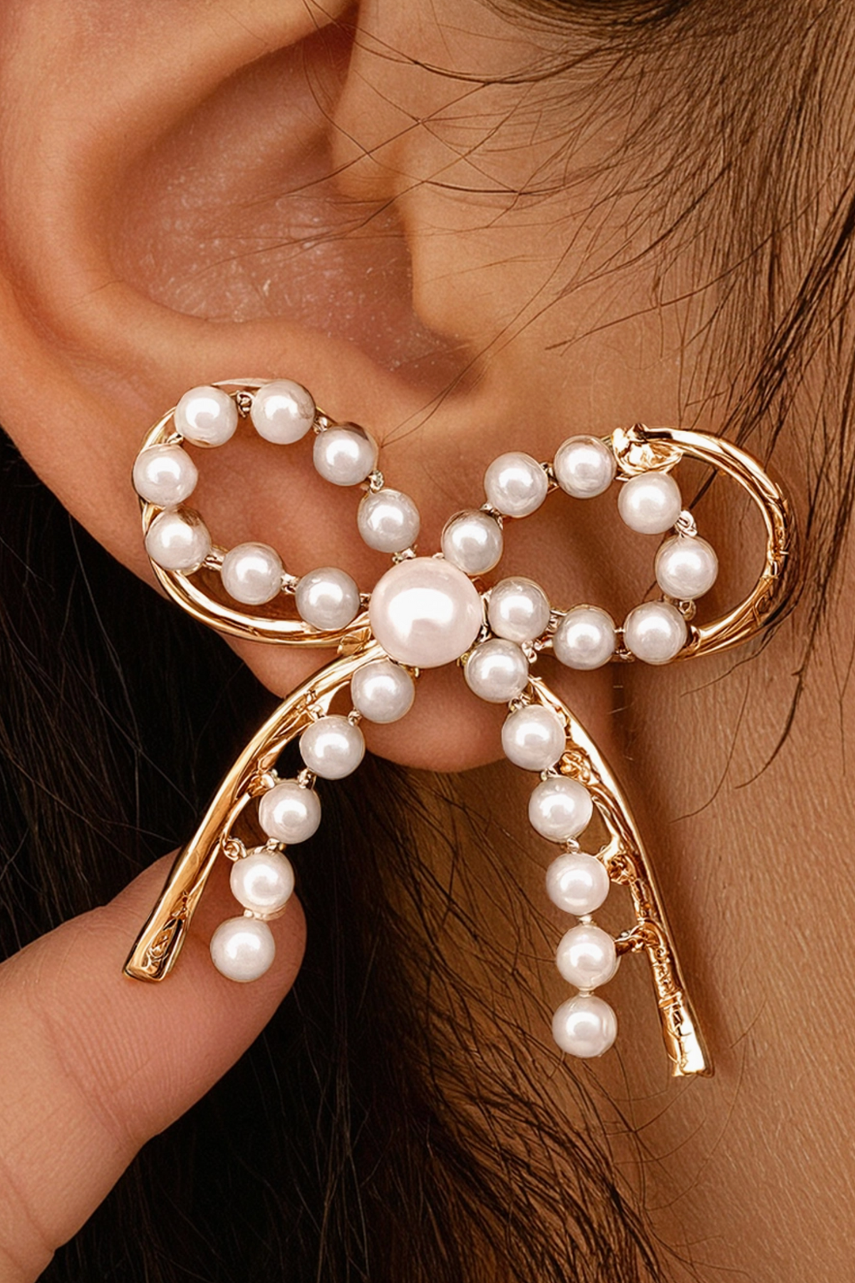 Pearl Bow Earrings - E069PR