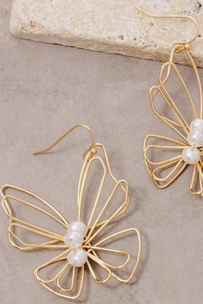 Metallic Wire Butterfly Dangle Earrings - E071GO
