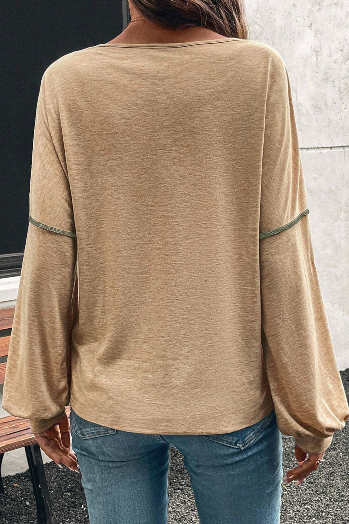 Block Party Jungle Green Colorblock V Neck Top - S349JG