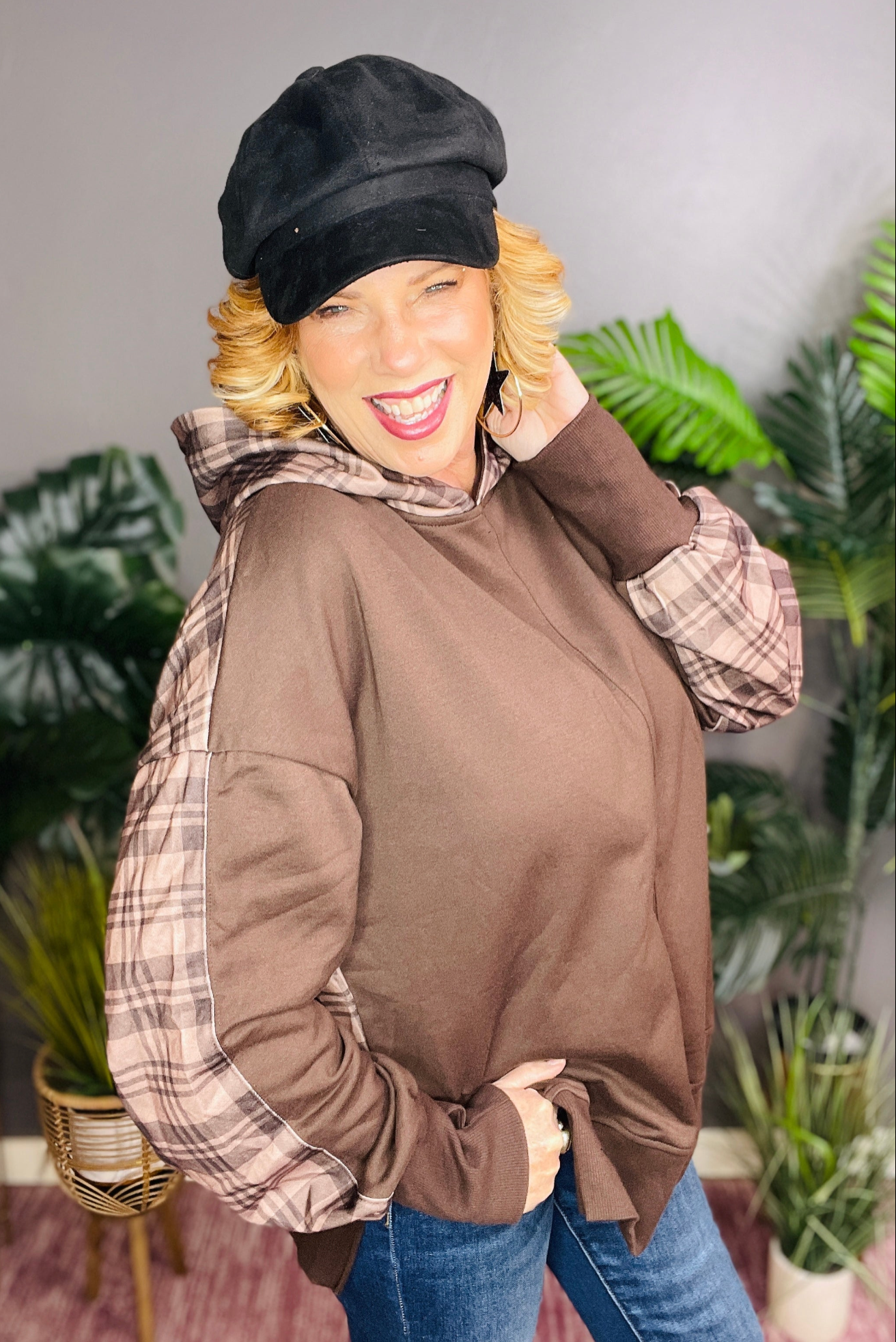Cozy Plaid Days Coffee Sweatshirt - S352CO
