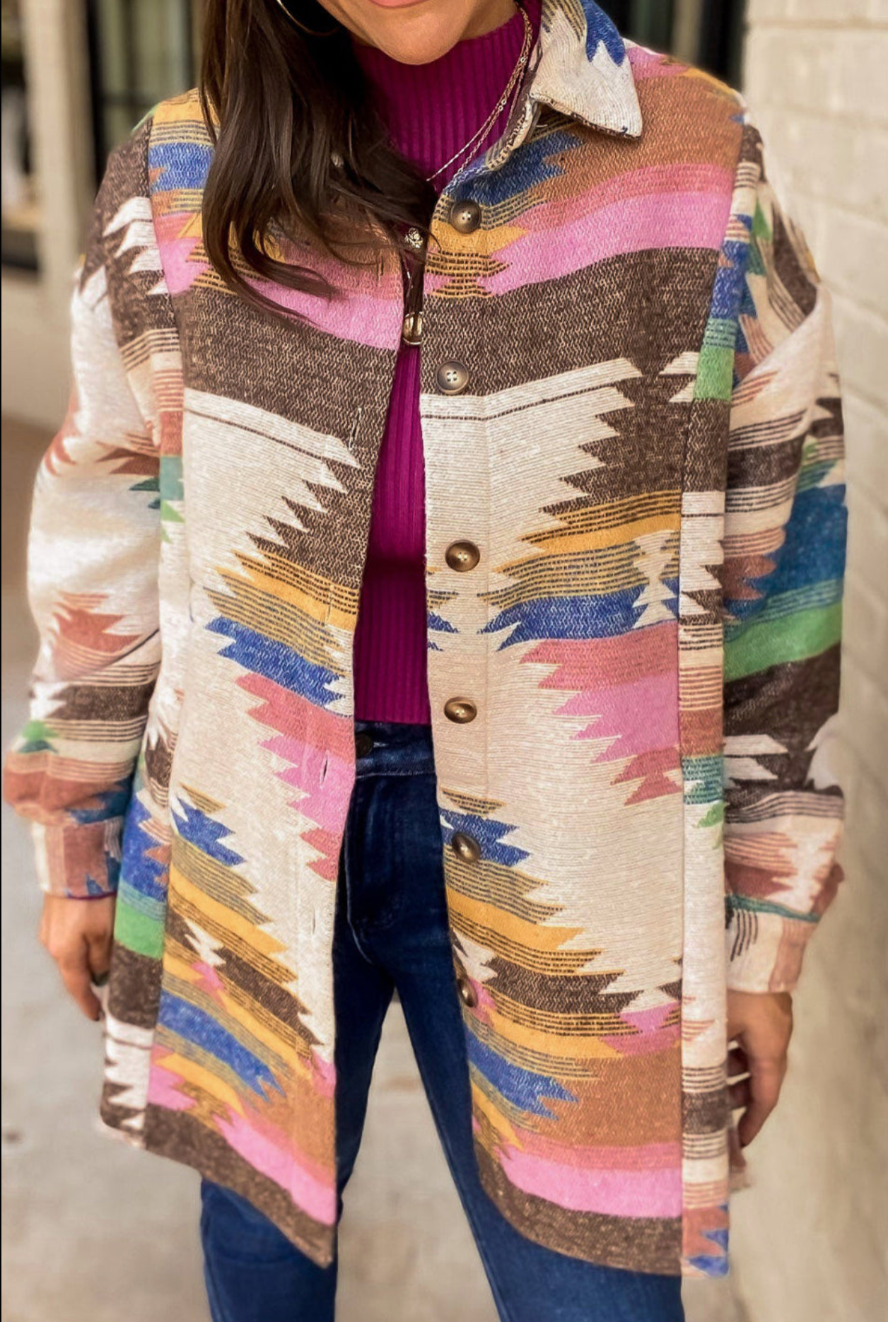 Sedona Dreams Aztec Print Shacket - OT138MU