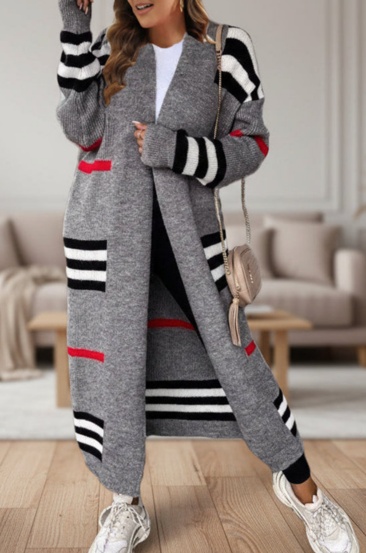 Fashion Never Fades Gray Striped Cardigan - OT139GR