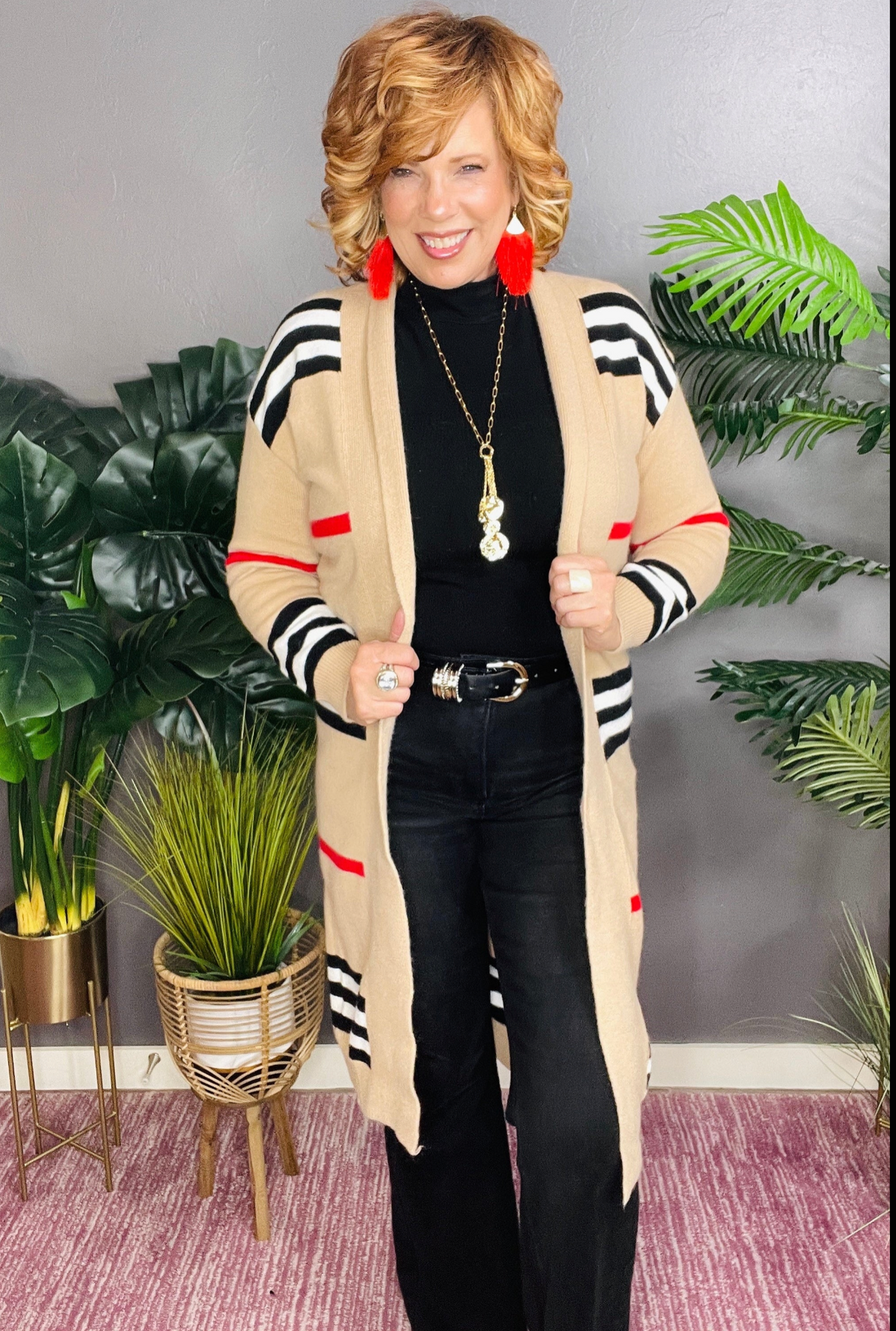 Fashion Never Fades Tan Striped Cardigan - OT141TN