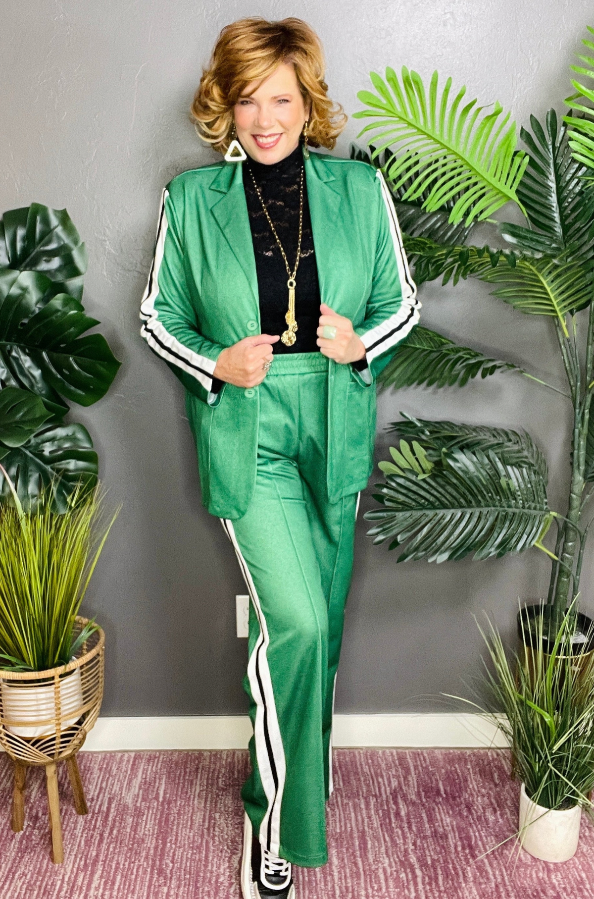 The Boss Life Green Collar Jacket and Pant Set - SET013GN