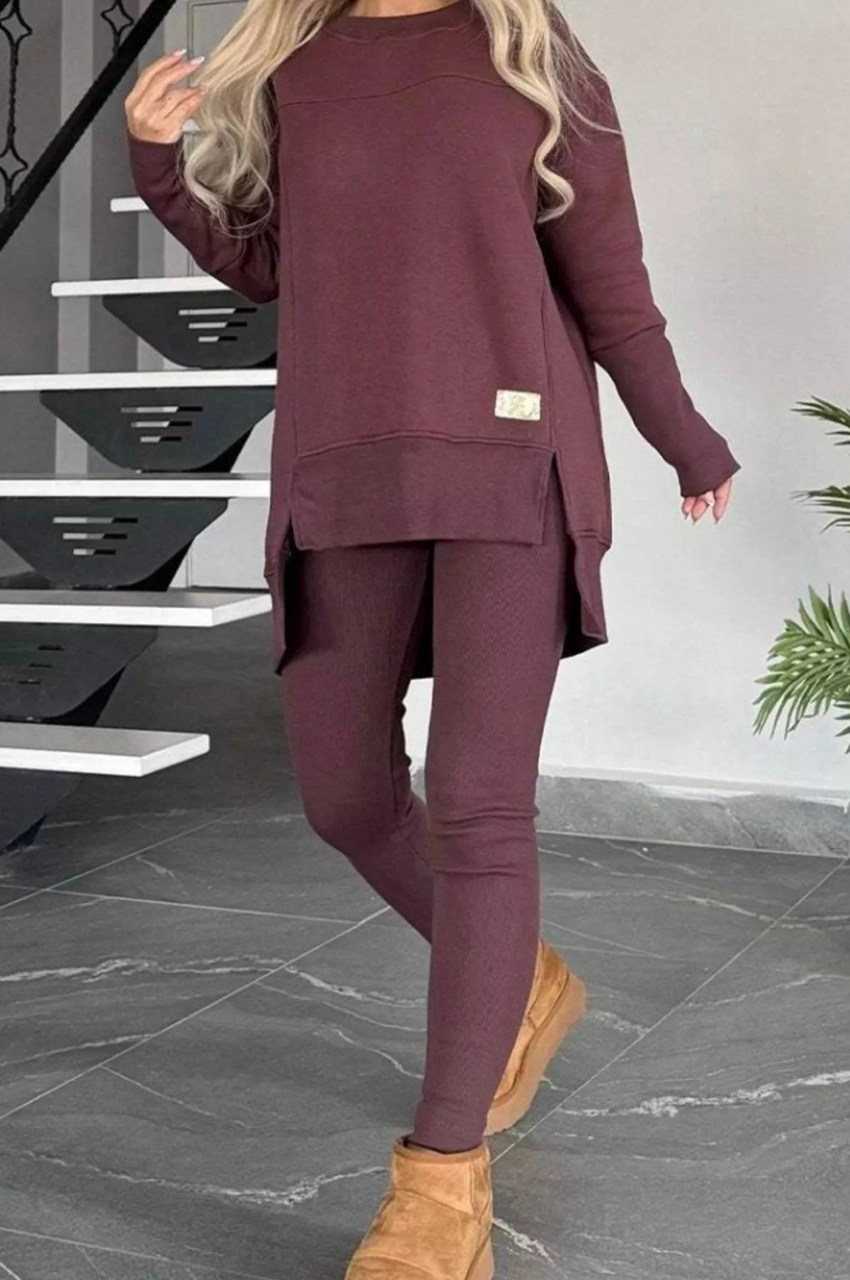 My Mind's Set On You Reddish Brown Top and Pants Set - SET014RB