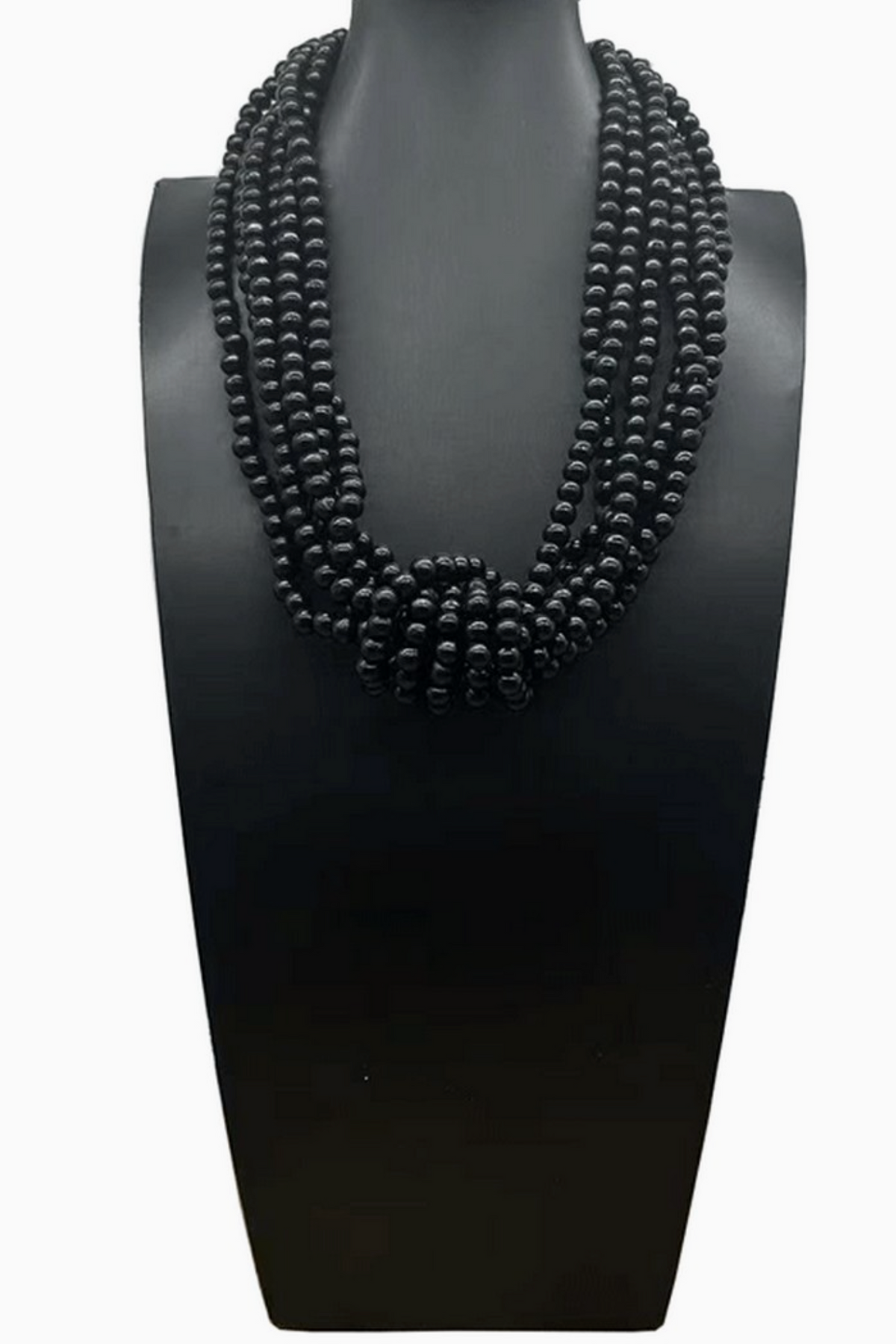 Bohemian Black Multi-Layer Wooden Bead Knot Necklace - N141BK