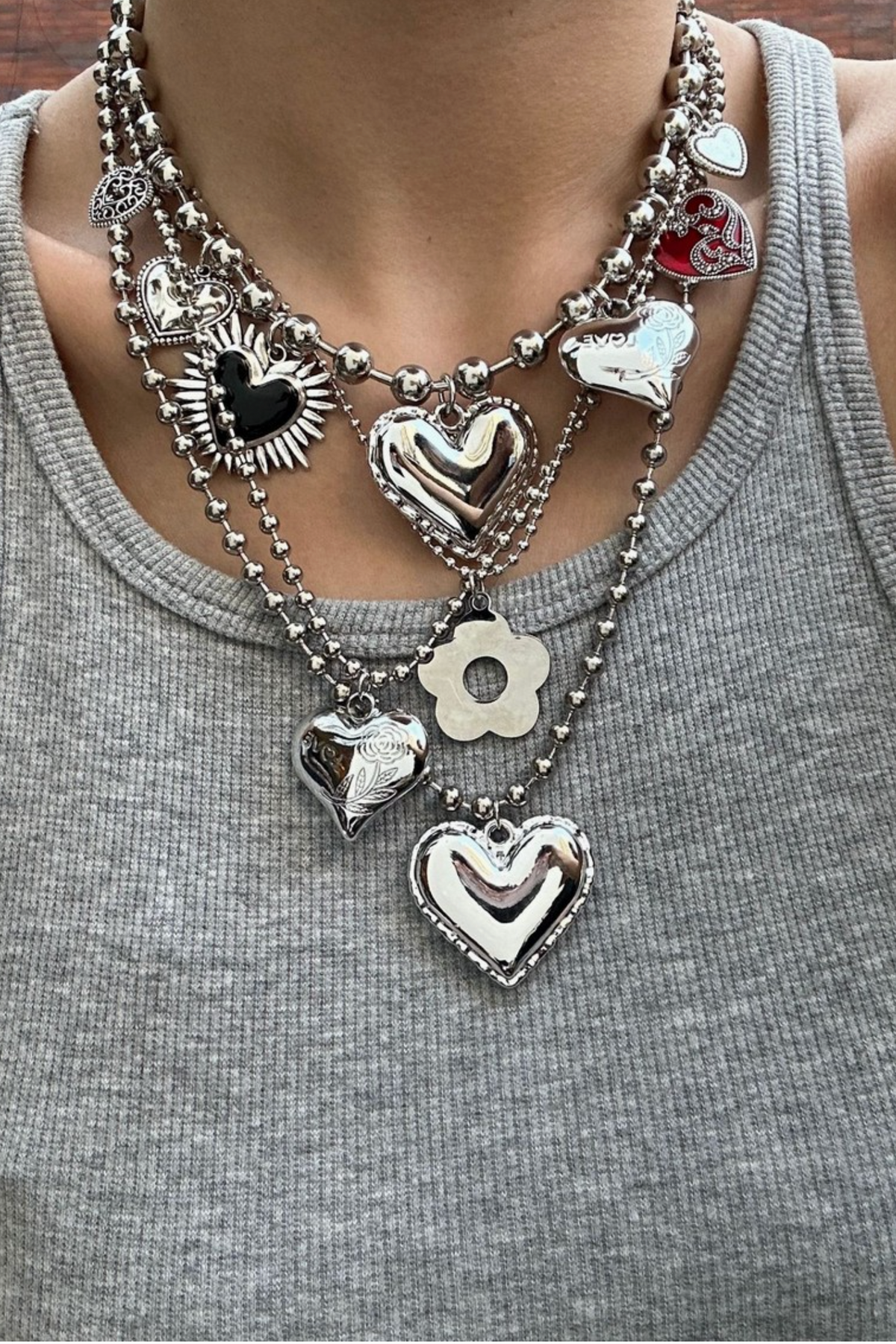 Love Multi Charm 4 Pc Necklace - N145SI