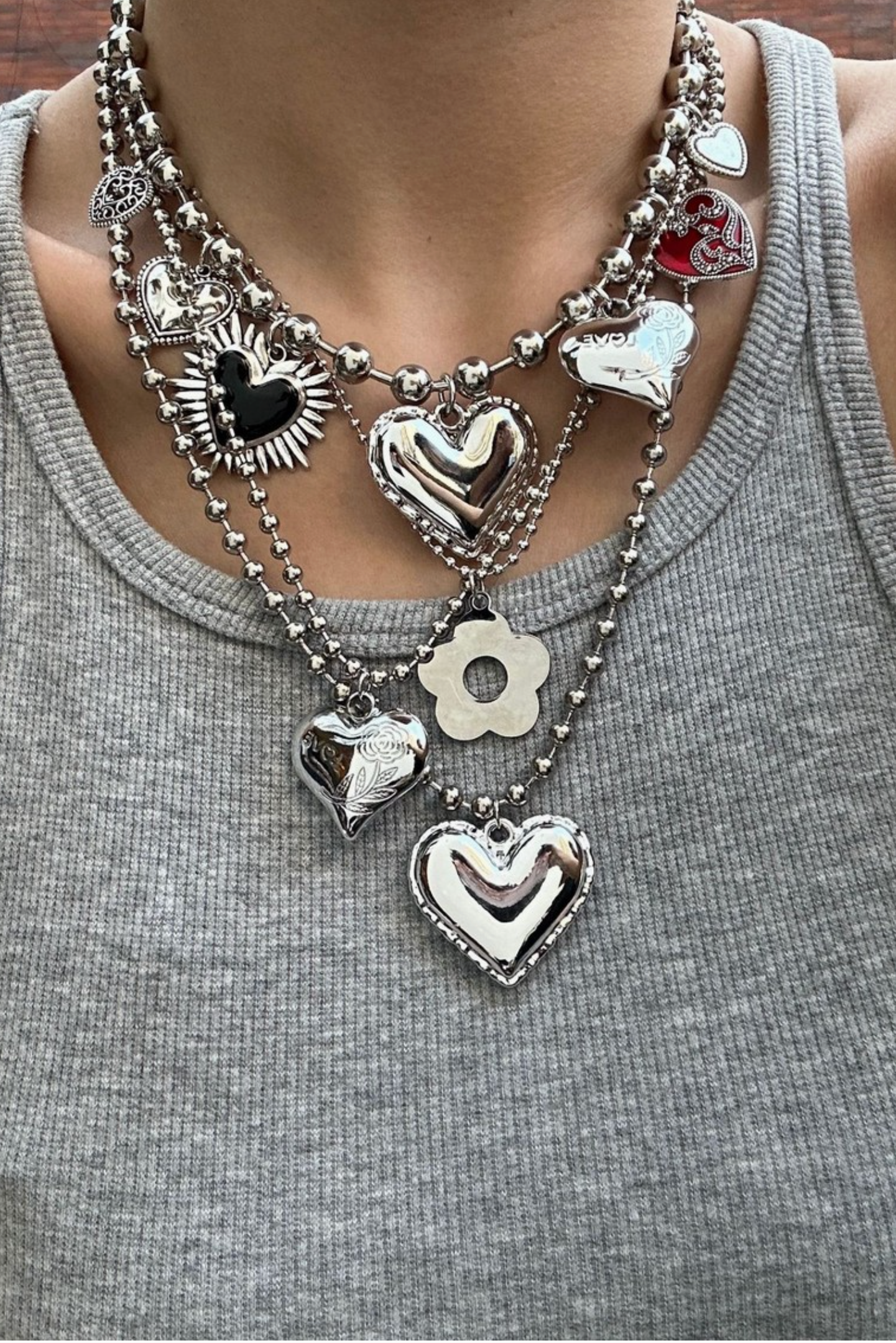 Love Multi Charm 4 Pc Necklace - N145SI
