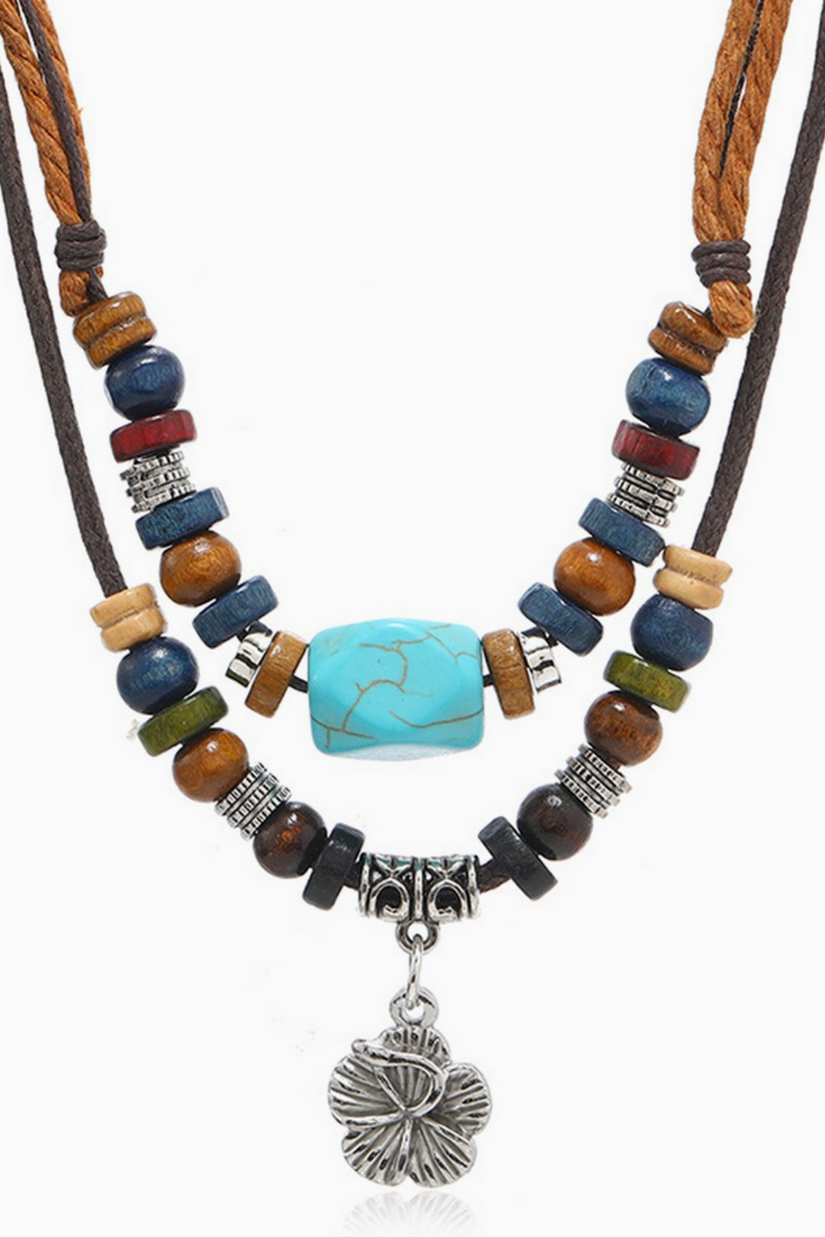 Vintage Multi-Layer Turquoise Flower Necklace - N144TU