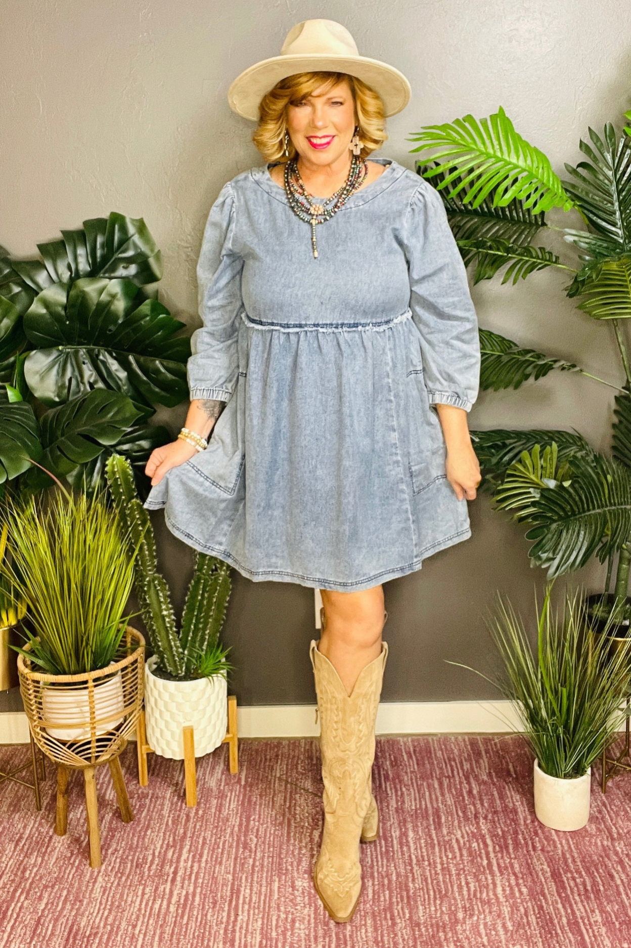 Chic In Denim Dress with Pockets - DR120DN