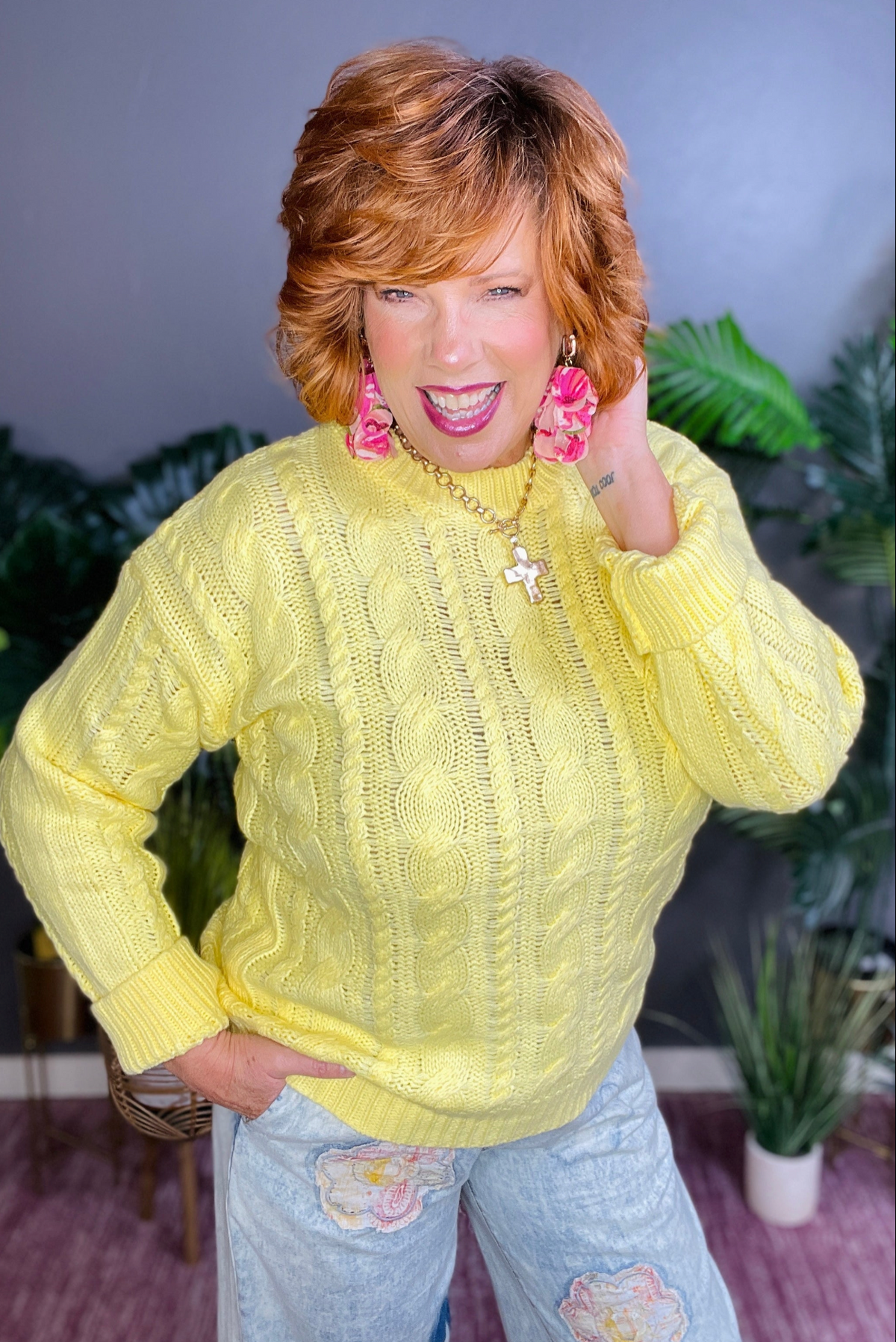 Ready To Go Yellow Cable Knit Sweater - S566YE