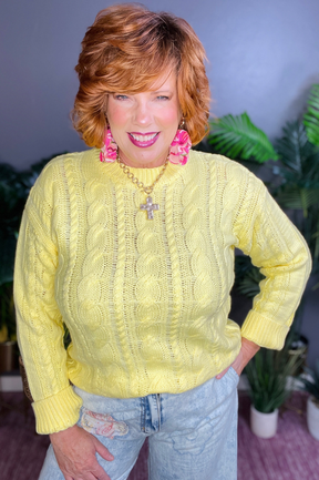 Ready To Go Yellow Cable Knit Sweater - S566YE