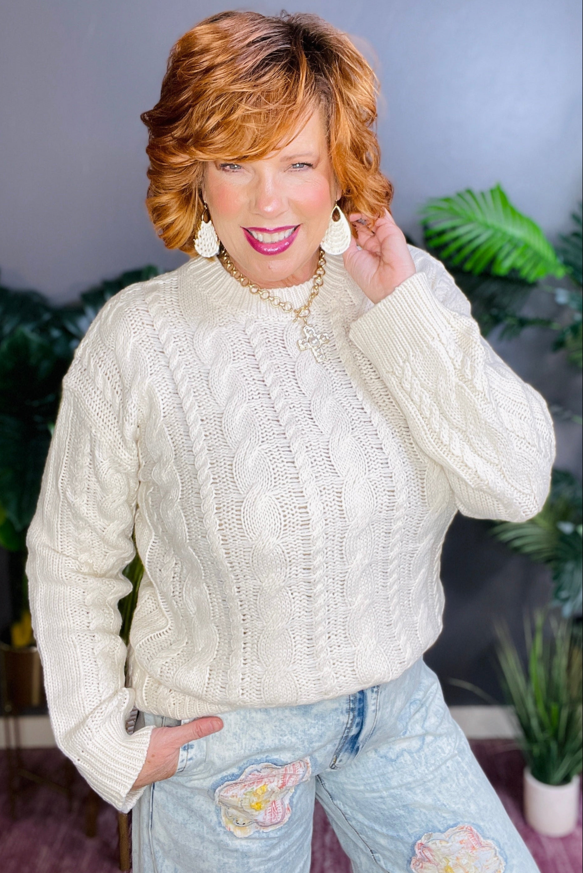 Ready To Go Cream Cable Knit Sweater - S567CR