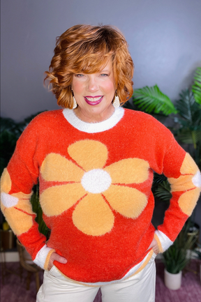 Buy Myself Flowers Orange Sweater - S581OR