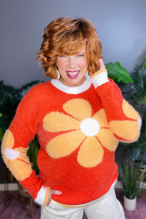 Buy Myself Flowers Orange Sweater - S581OR