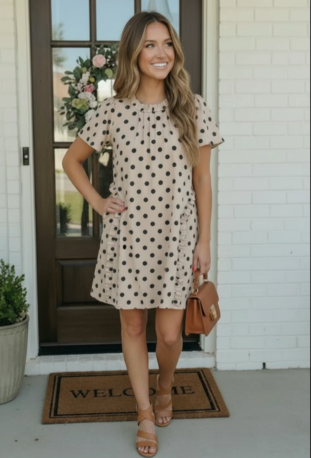 Spotted Something Sweet Polka Dot Ruffle Mini Dress - DR142BW